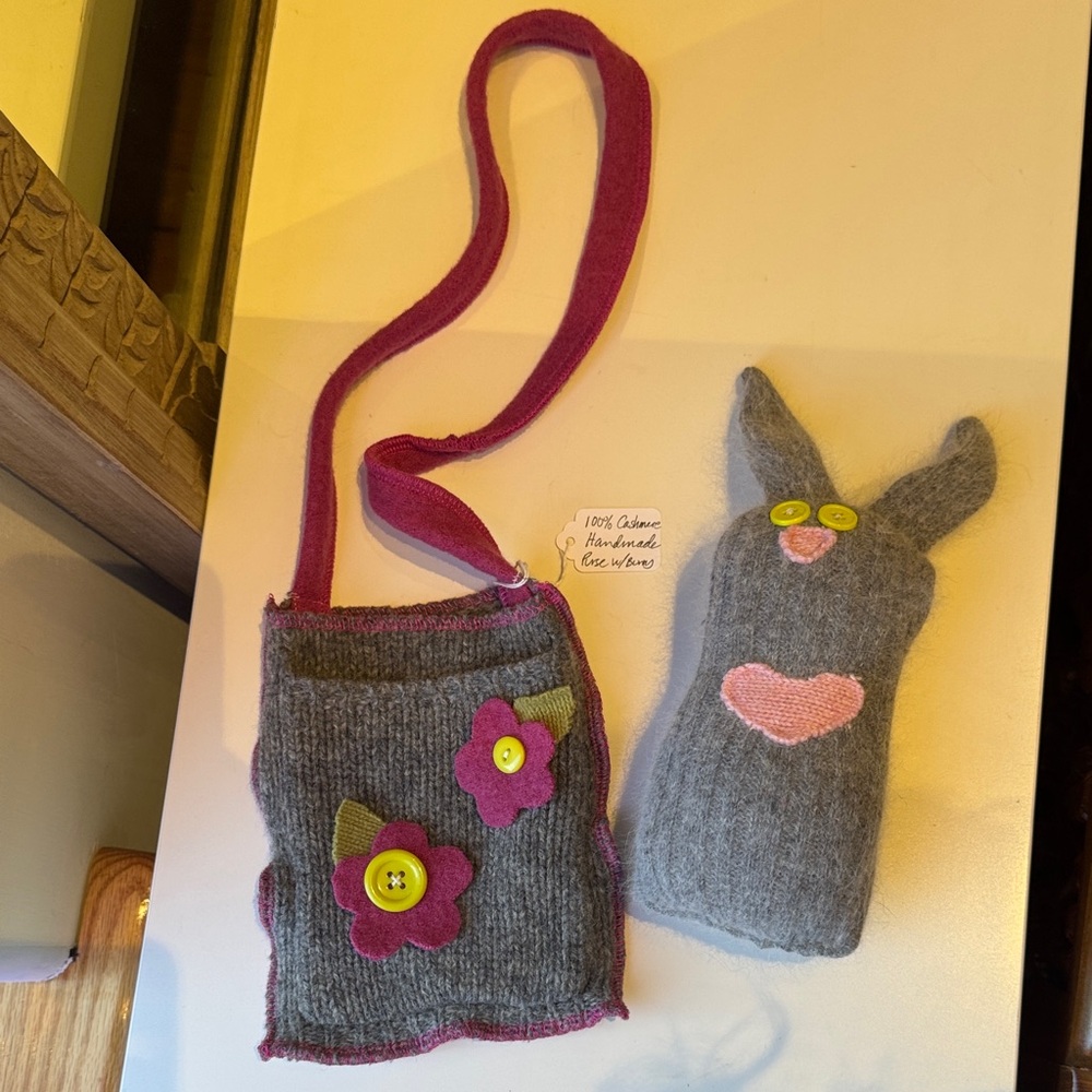 OOAK 100% Cashmere Soft Bunny and Purse - NWT